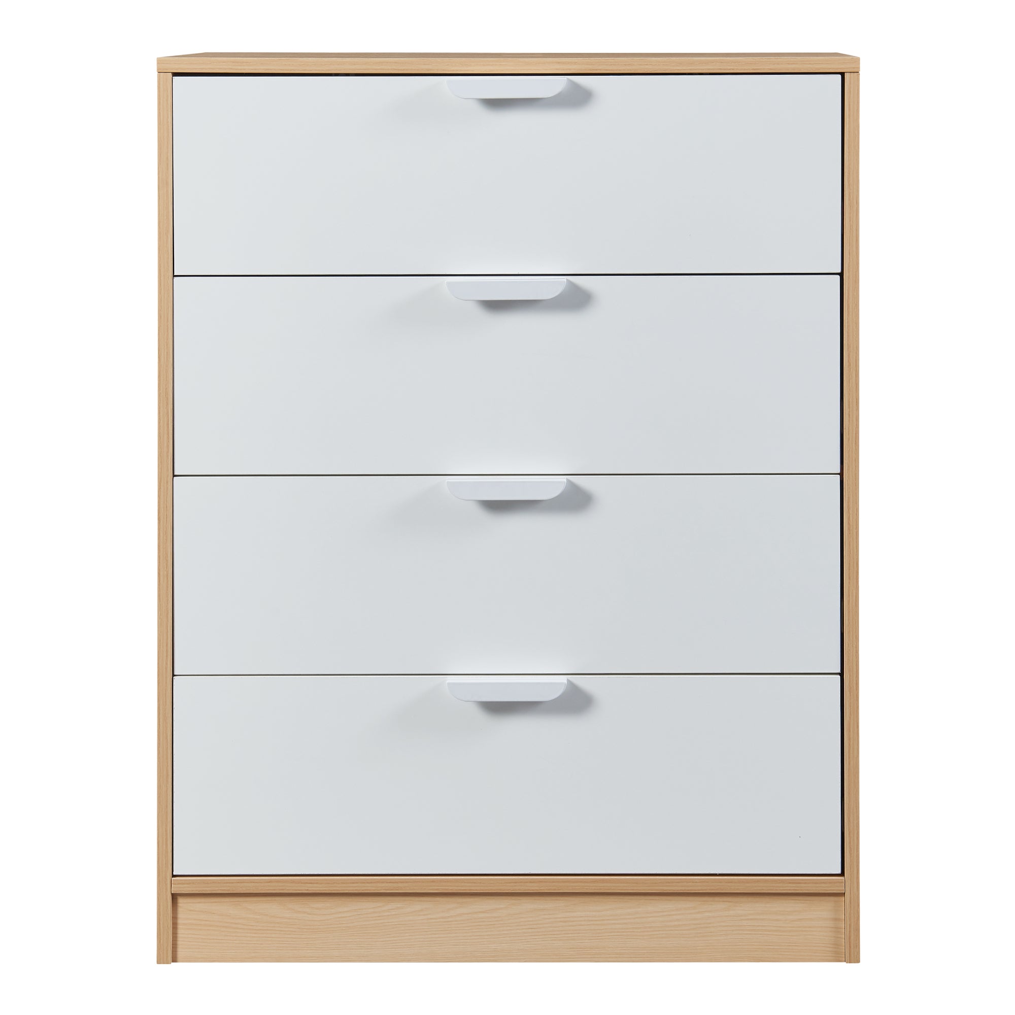 Comò Varkaus con 4 Cassetti - Effetto Rovere / Bianco [en.casa]