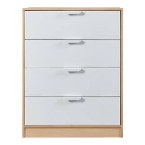 Comò Varkaus con 4 Cassetti - Effetto Rovere / Bianco [en.casa]