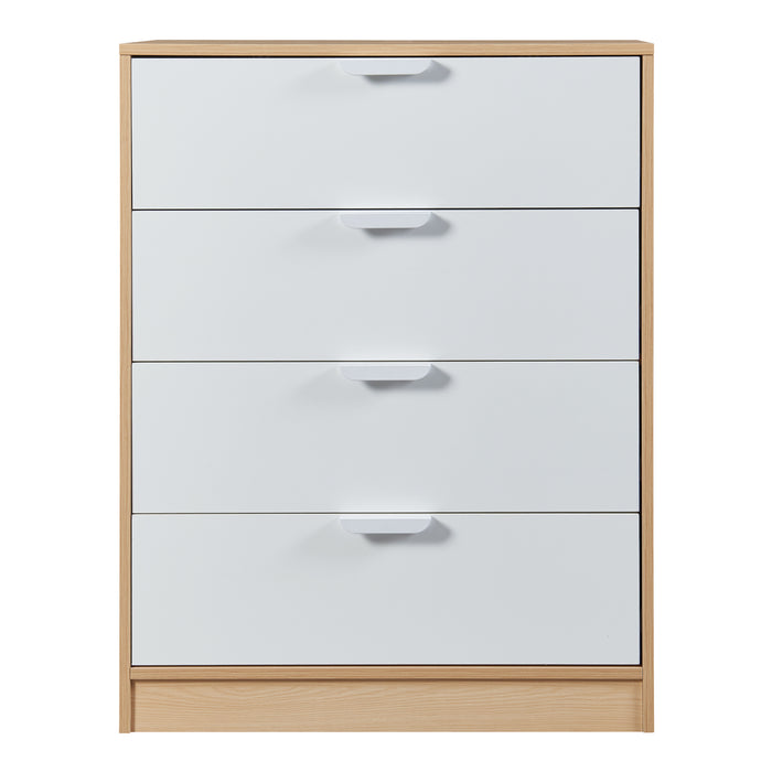 Comò Varkaus con 4 Cassetti - Effetto Rovere / Bianco [en.casa]