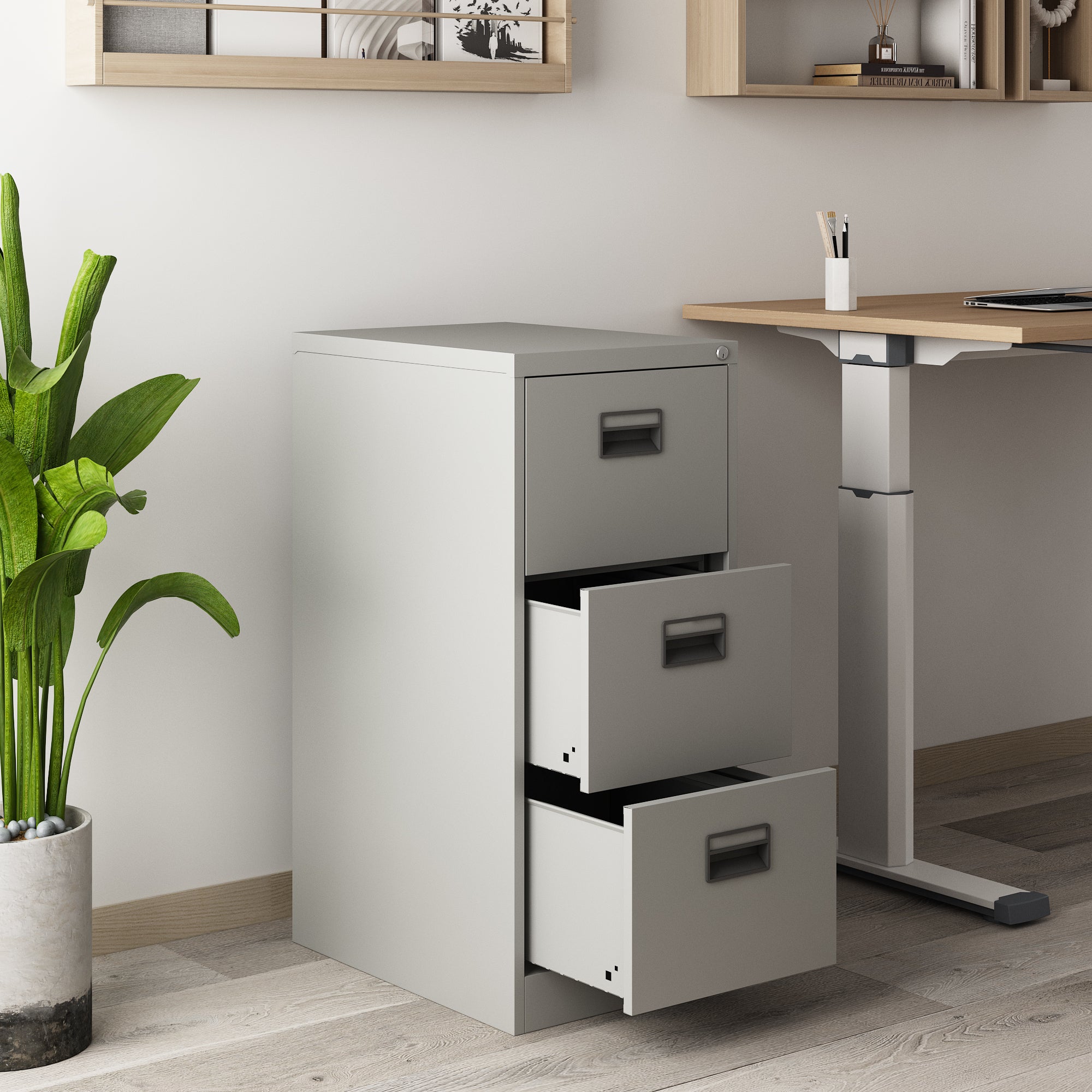 Cassettiera Rääkkylä in Acciaio con 3 Cassetti 103 x 45 x 62 cm - Grigio [en.casa]