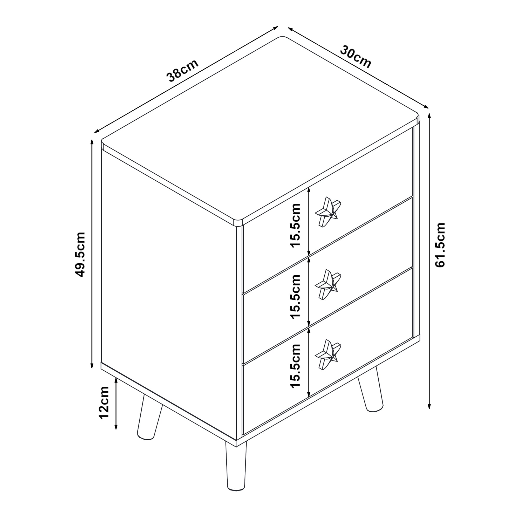 Cassettiera Sandnes per Cameretta Bambini 62 x 38 x 30 cm Bianco / Menta Verde [en.casa]