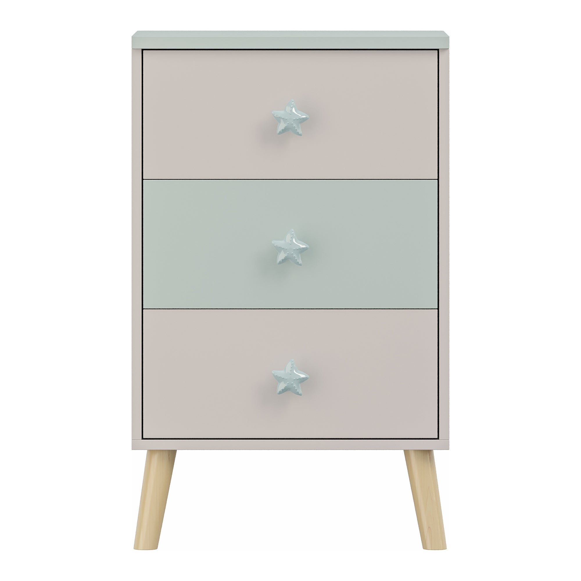 Cassettiera Sandnes per Cameretta Bambini 62 x 38 x 30 cm Bianco / Menta Verde [en.casa]