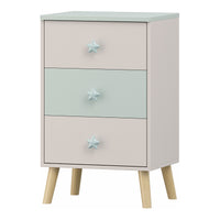 Cassettiera Sandnes per Cameretta Bambini 62 x 38 x 30 cm Bianco / Menta Verde [en.casa]