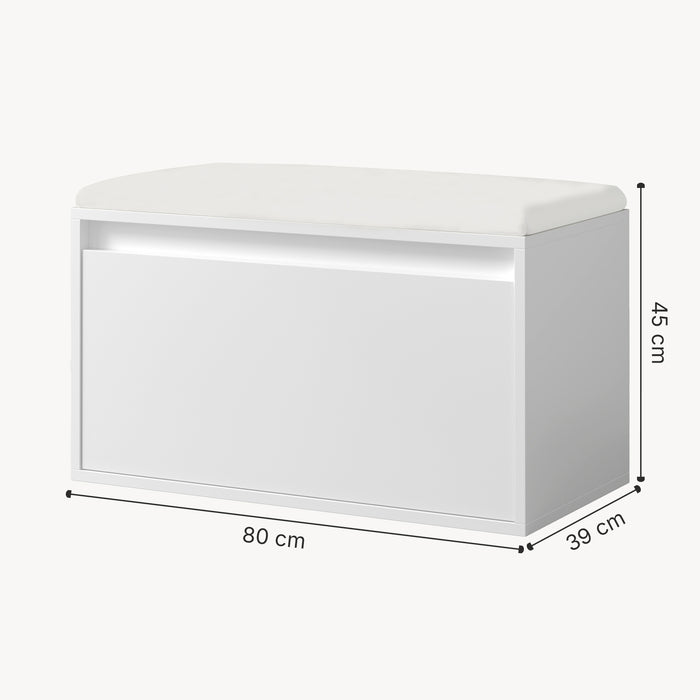 Panchina Portascarpe Degerfors con Cassetto 80x39x45 cm Bianco [en.casa]