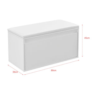 scarpiera di design con cassetti mobile da ingresso con seduta imbottita elegante scarpiera per 3 paia di truciolato sintetico PU 80 x 39 x 45 cm bianco 03_0004679