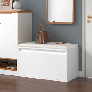 Panchina Portascarpe Degerfors con Cassetto 80x39x45 cm Bianco [en.casa]