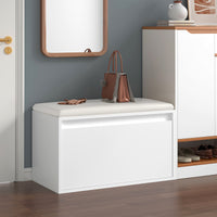 Panchina Portascarpe Degerfors con Cassetto 80x39x45 cm Bianco [en.casa]