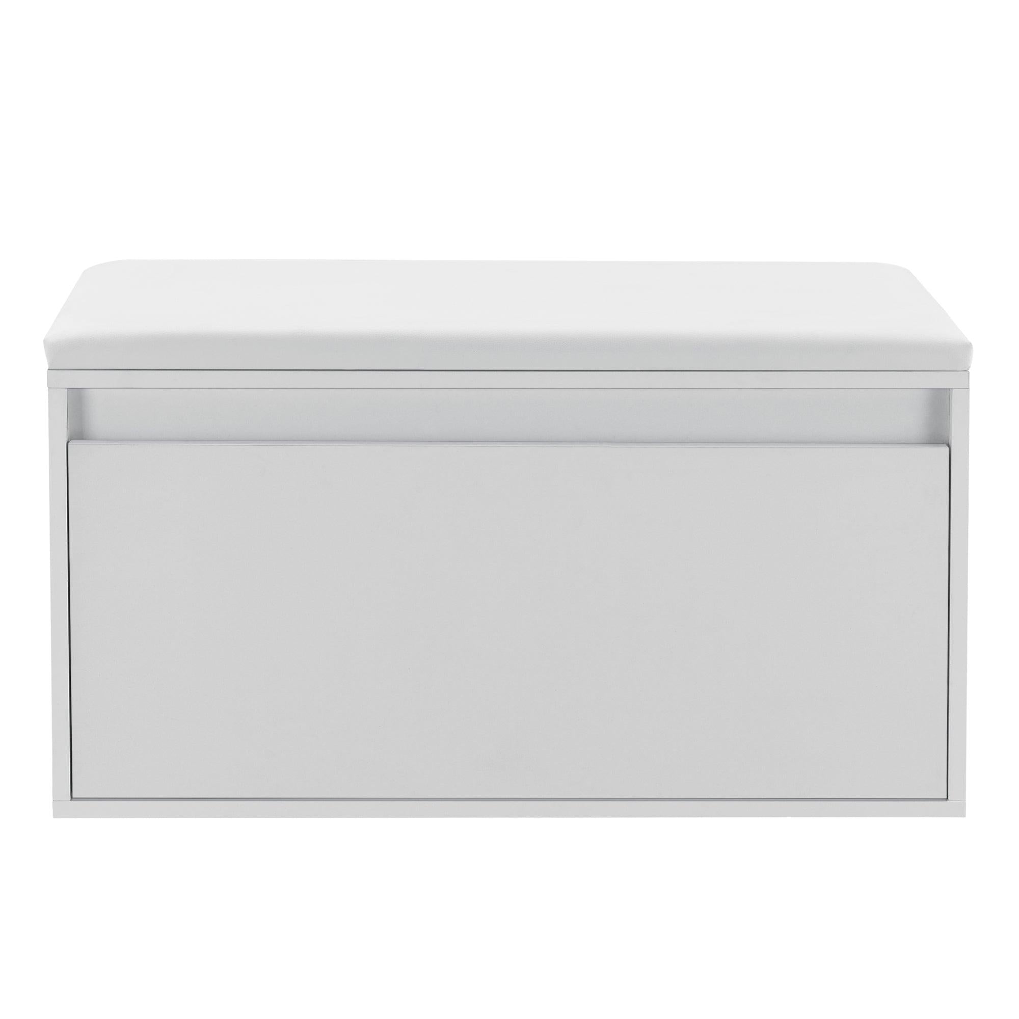 scarpiera di design con cassetti mobile da ingresso con seduta imbottita elegante scarpiera per 3 paia di truciolato sintetico PU 80 x 39 x 45 cm bianco 03_0004679