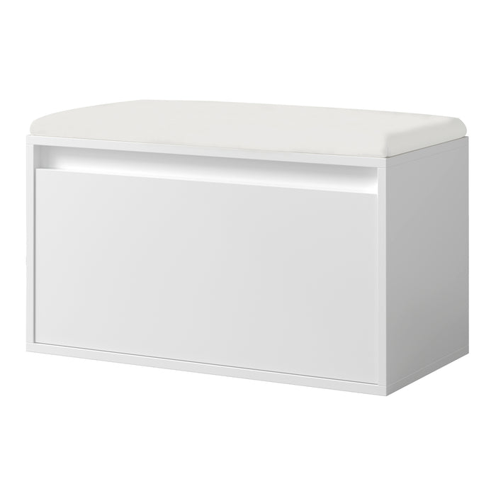 Panchina Portascarpe Degerfors con Cassetto 80x39x45 cm Bianco [en.casa]