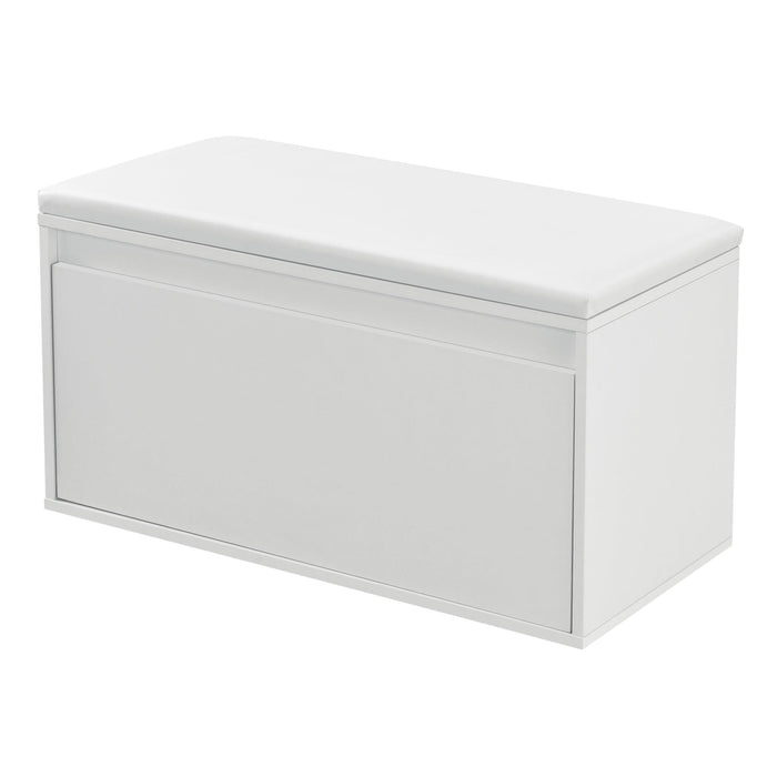 scarpiera di design con cassetti mobile da ingresso con seduta imbottita elegante scarpiera per 3 paia di truciolato sintetico PU 80 x 39 x 45 cm bianco 03_0004679
