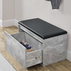 Panchina Portascarpe Degerfors con Cassetto 80x39x45 cm Effetto Cemento / Nero [en.casa]