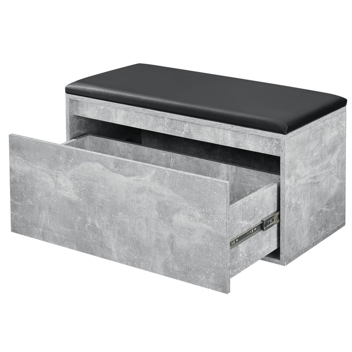 Panchina Portascarpe Degerfors con Cassetto 80x39x45 cm Effetto Cemento / Nero [en.casa]
