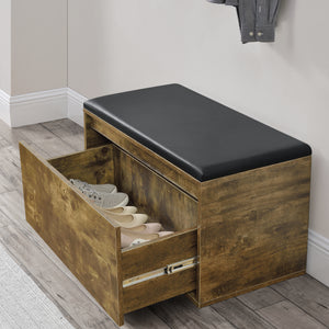 Panchina Portascarpe Degerfors con Cassetto 80x39x45 cm Effetto Rovere / Nero [en.casa]