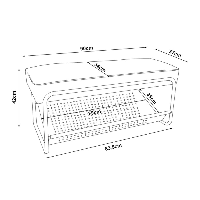 Panca Portascarpe Lillehammer Scarpiera 90x37x42 cm Grigio [en.casa]