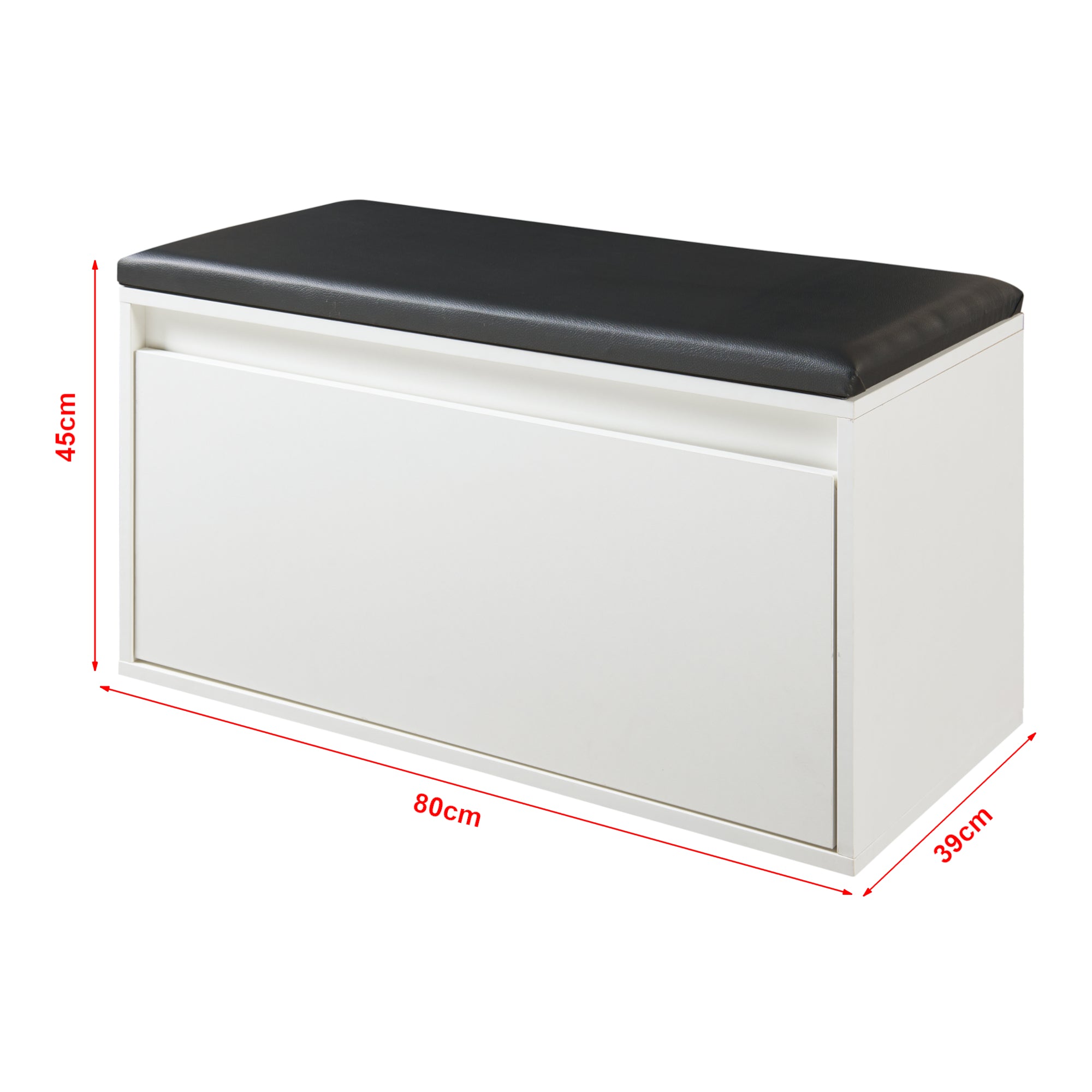 Panchina Portascarpe Degerfors con Cassetto 80x39x45 cm Bianco / Nero [en.casa]