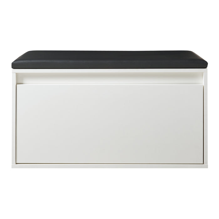 Panchina Portascarpe Degerfors con Cassetto 80x39x45 cm Bianco / Nero [en.casa]