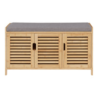 Panca Contenitore Selk Porta Scarpe con Seduta Imbottita - Bambù Naturale [en.casa]