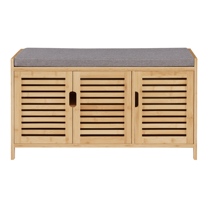 Panca Contenitore Selk Porta Scarpe con Seduta Imbottita - Bambù Naturale [en.casa]