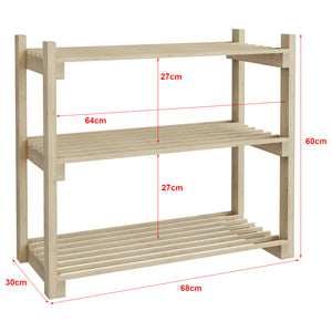 Scaffale Portascarpe 'Them' (AxLxP) 60 x 68 x 30 cm Scarpiera a 3 Ripiani Superfici a Doghe Scaffale Aperta in Legno di