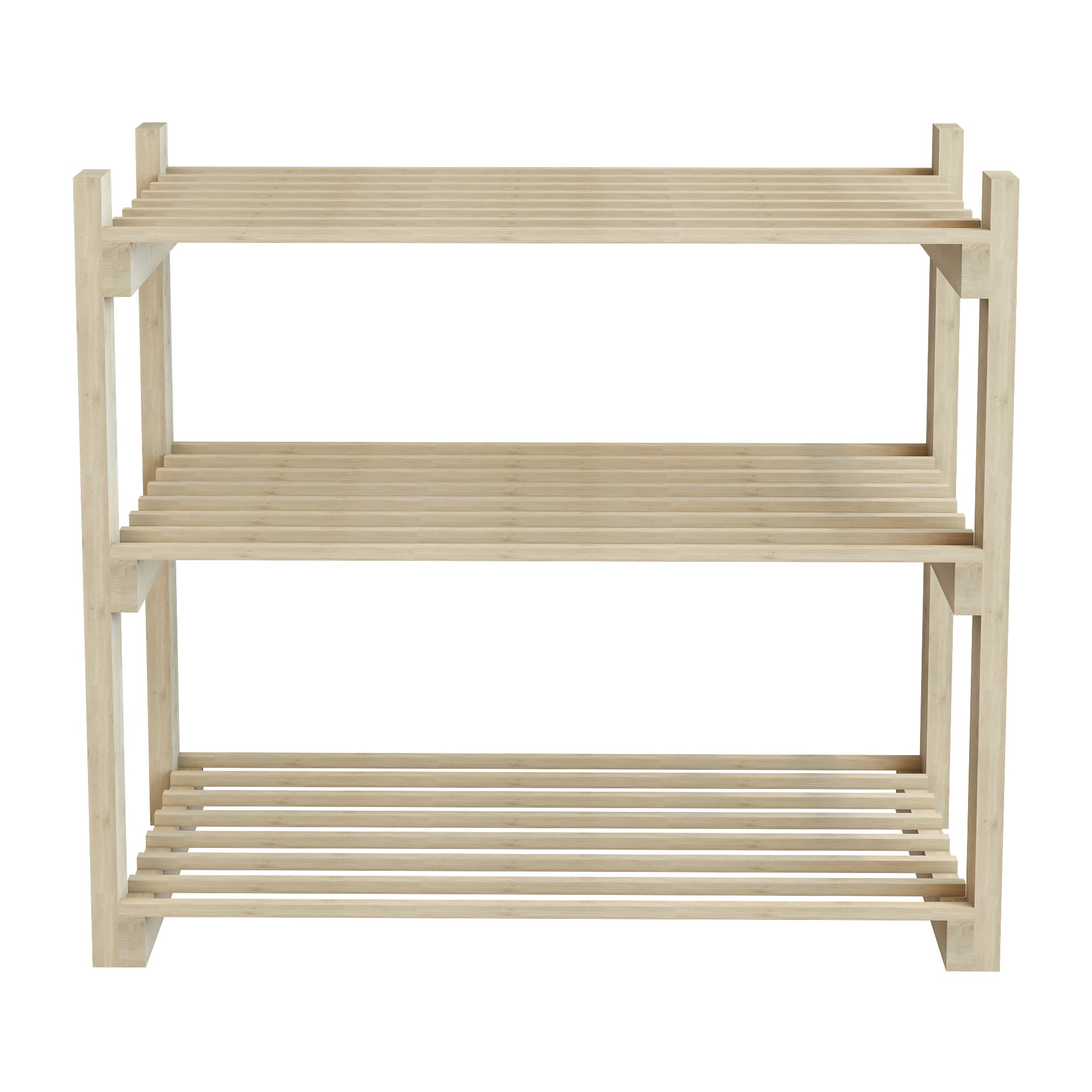 Scaffale Portascarpe 'Them' (AxLxP) 60 x 68 x 30 cm Scarpiera a 3 Ripiani Superfici a Doghe Scaffale Aperta in Legno di