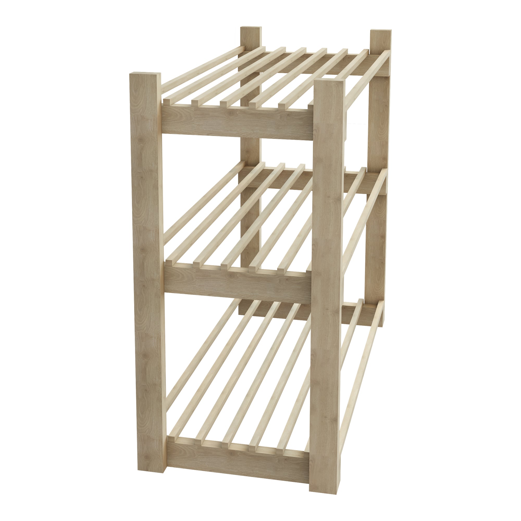 Scaffale Portascarpe 'Them' (AxLxP) 60 x 68 x 30 cm Scarpiera a 3 Ripiani Superfici a Doghe Scaffale Aperta in Legno di