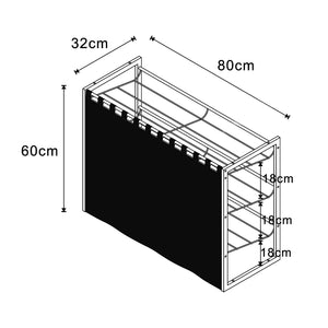 Set di 3 Scaffali Portascarpe Sel Scarpiere in Metallo con Tendine - Nero [en.casa]