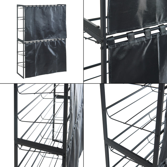 Set di 2 Scaffali Portascarpe Sel Scarpiere in Metallo con Tendine - Nero [en.casa]