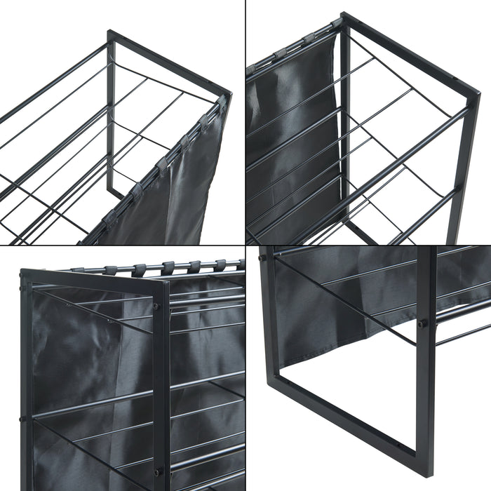 Scaffale Portascarpe Sel Scarpiera in Metallo con Tendina - Nero [en.casa]