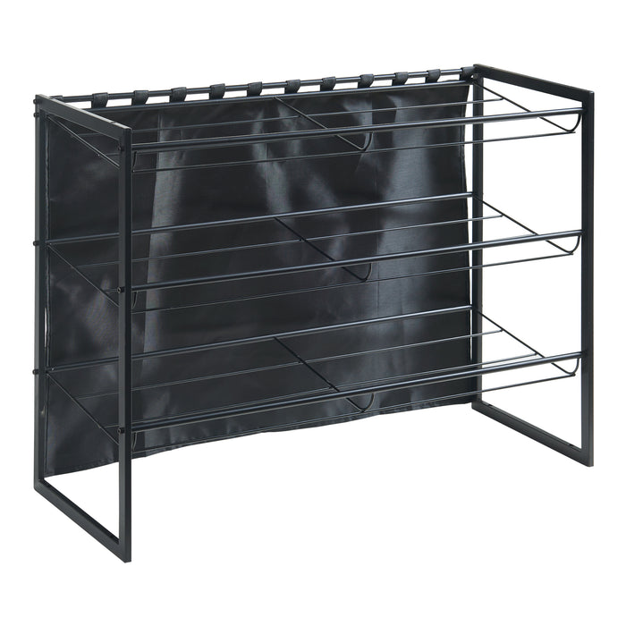 Scaffale Portascarpe Sel Scarpiera in Metallo con Tendina - Nero [en.casa]