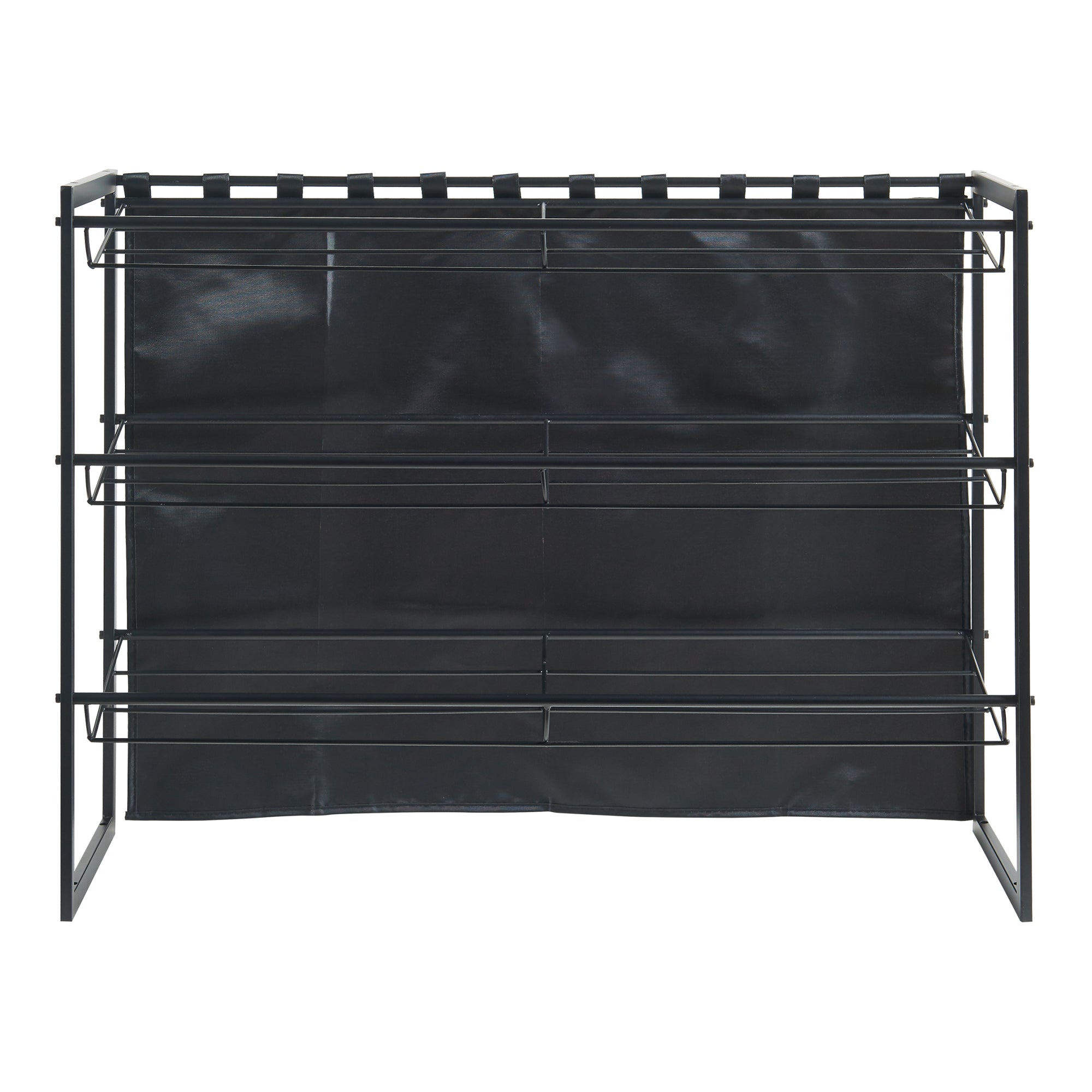 Scaffale Portascarpe Sel Scarpiera in Metallo con Tendina - Nero [en.casa]