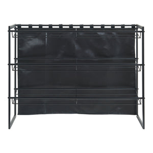 Set di 2 Scaffali Portascarpe Sel Scarpiere in Metallo con Tendine - Nero [en.casa]