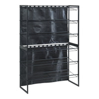 Set di 2 Scaffali Portascarpe Sel Scarpiere in Metallo con Tendine - Nero [en.casa]
