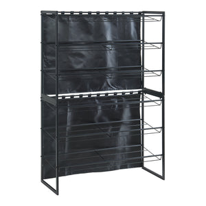 Set di 2 Scaffali Portascarpe Sel Scarpiere in Metallo con Tendine - Nero [en.casa]
