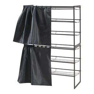 Set di 2 Scaffali Portascarpe Sel Scarpiere in Metallo con Tendine - Nero [en.casa]