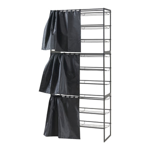 Set di 3 Scaffali Portascarpe Sel Scarpiere in Metallo con Tendine - Nero [en.casa]