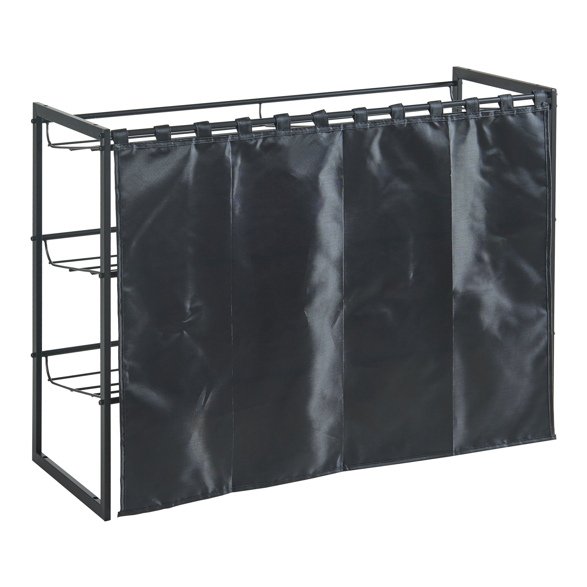 Scaffale Portascarpe Sel Scarpiera in Metallo con Tendina - Nero [en.casa]