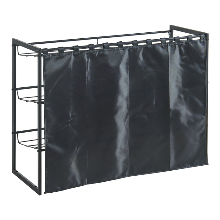 Scaffale Portascarpe Sel Scarpiera in Metallo con Tendina - Nero [en.casa]