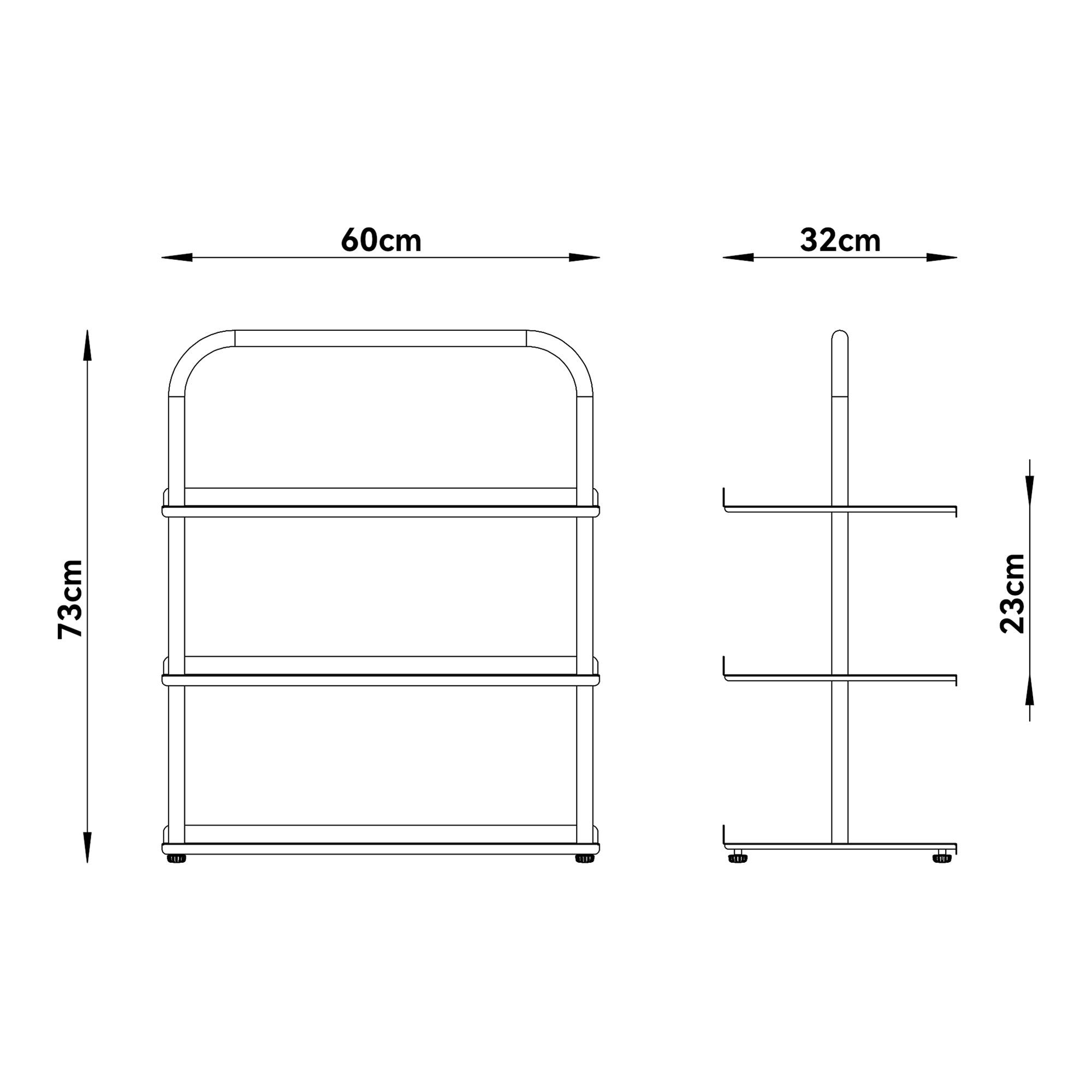 Scaffale Portascarpe Poytya Scarpiera a 3 Livelli 73 x 60 x 32 cm - Nero [en.casa]