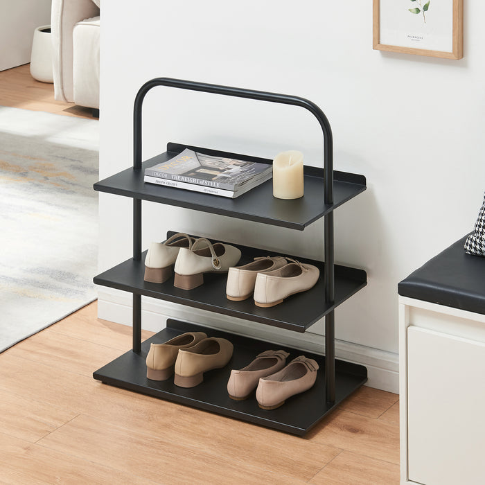 Scaffale Portascarpe Poytya Scarpiera a 3 Livelli 73 x 60 x 32 cm - Nero [en.casa]