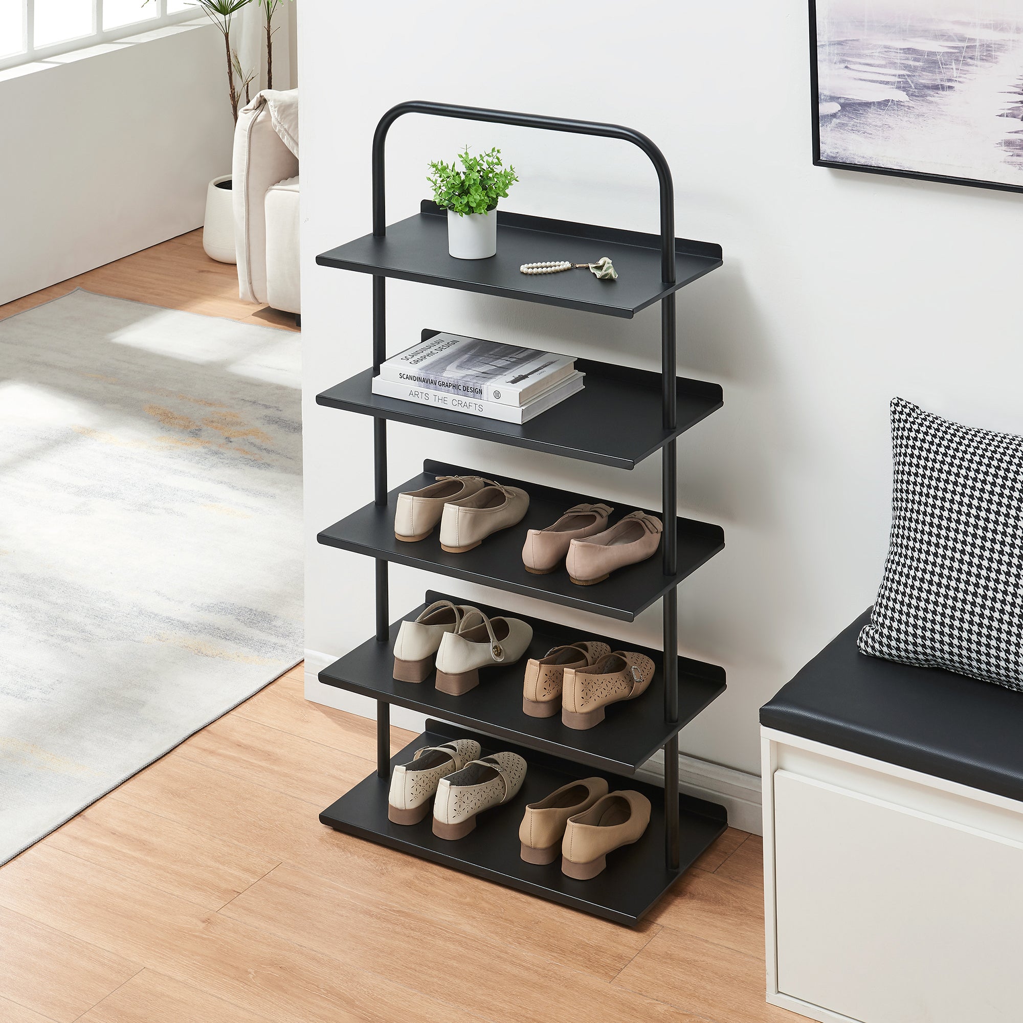 Scaffale Portascarpe Poytya Scarpiera a 5 Livelli 119 x 60 x 32 cm - Nero [en.casa]