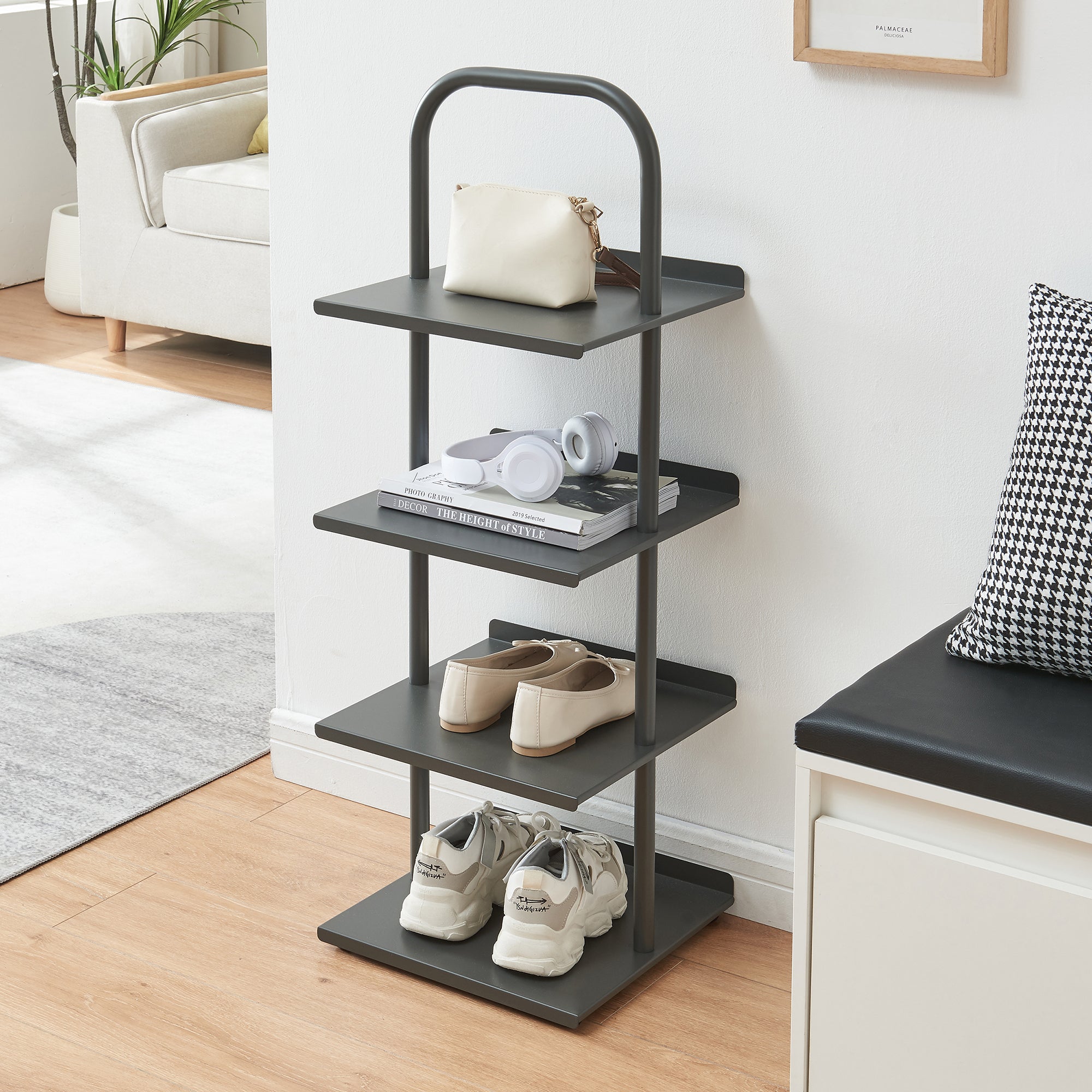 Scaffale Portascarpe Poytya Scarpiera a 4 Livelli 96 x 34 x 32 cm - Antracite [en.casa]