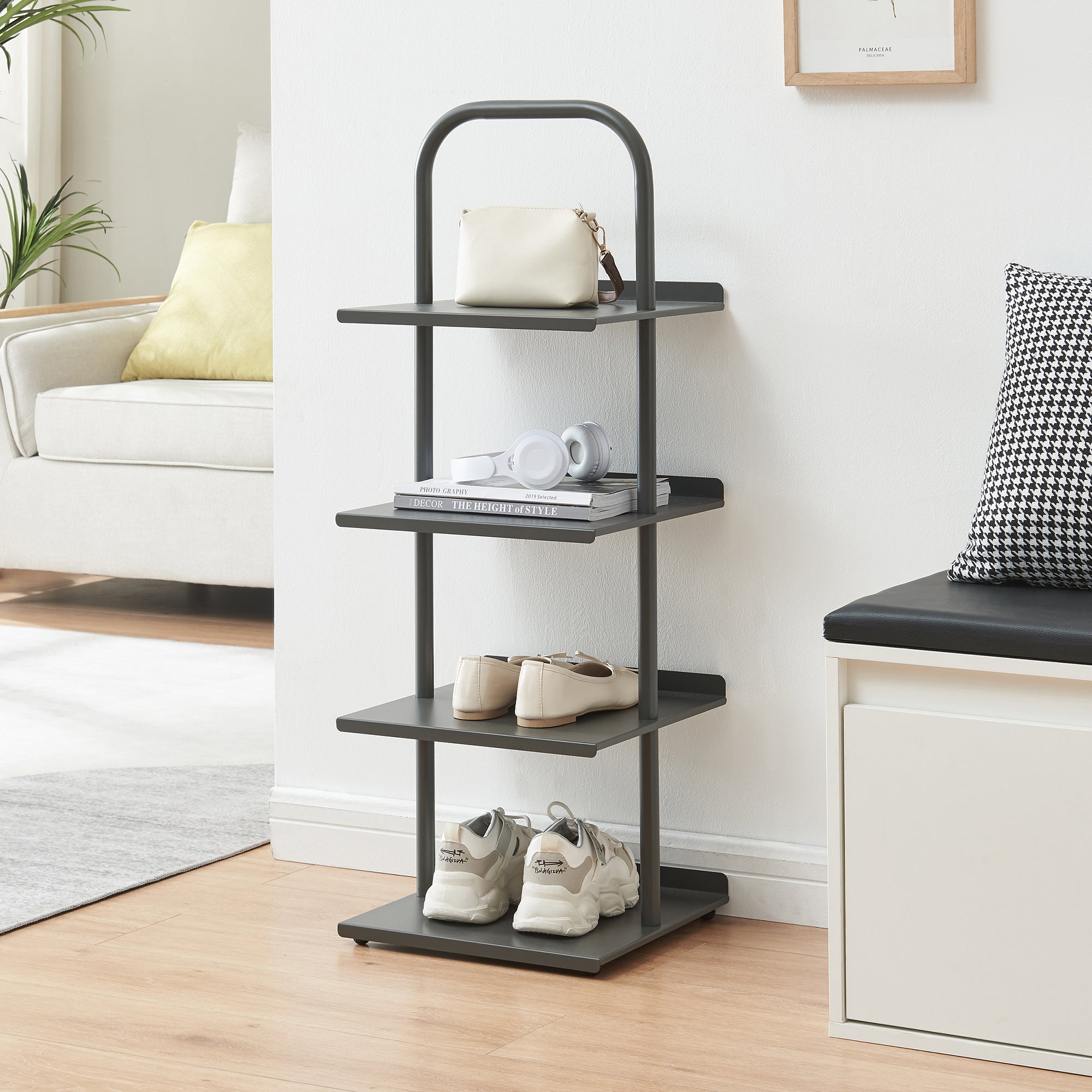 Scaffale Portascarpe Poytya Scarpiera a 4 Livelli 96 x 34 x 32 cm - Antracite [en.casa]