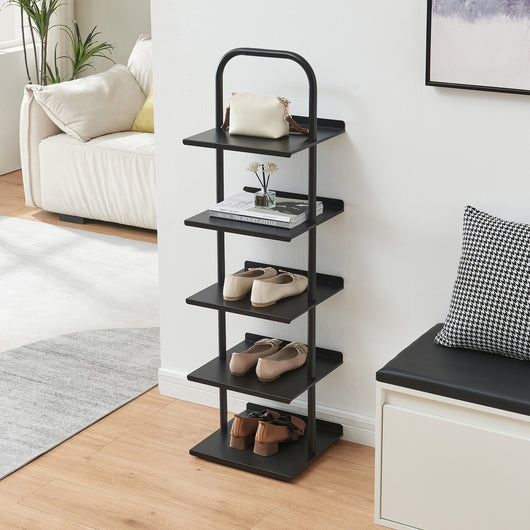 Scaffale Portascarpe Poytya Scarpiera a 5 Livelli 119 x 34 x 32 cm - Nero [en.casa]