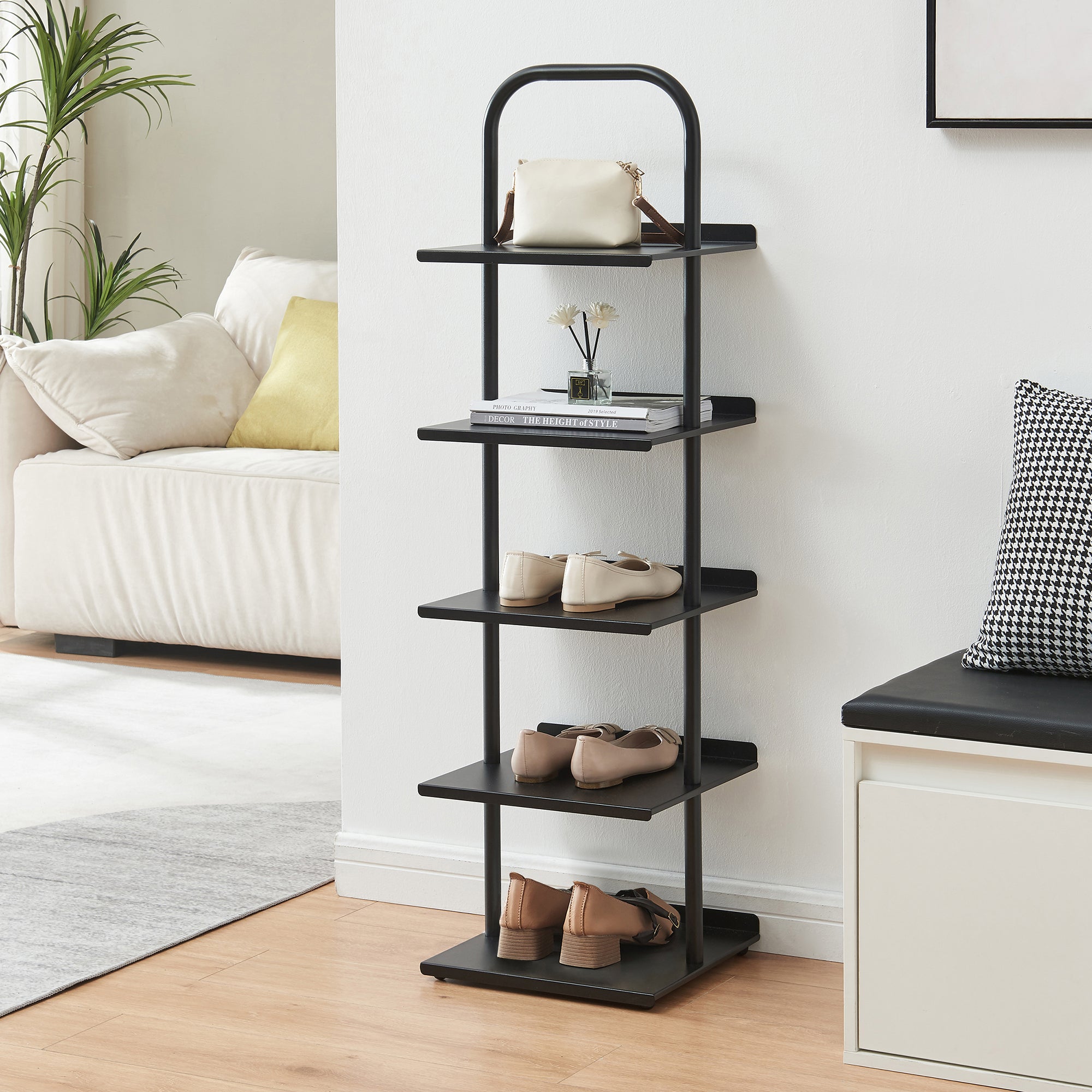 Scaffale Portascarpe Poytya Scarpiera a 5 Livelli 119 x 34 x 32 cm - Nero [en.casa]