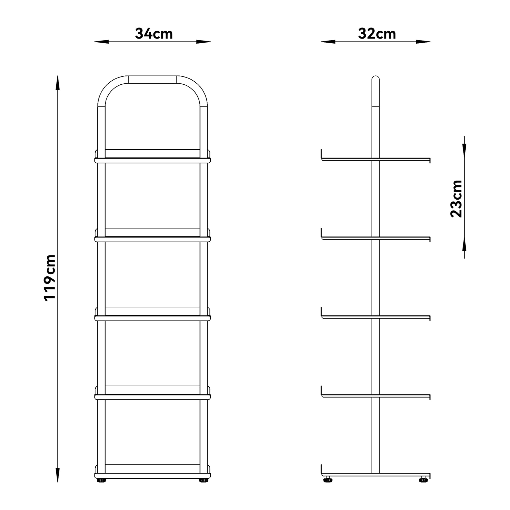 Scaffale Portascarpe Poytya Scarpiera a 5 Livelli 119 x 34 x 32 cm - Color Champagne [en.casa]