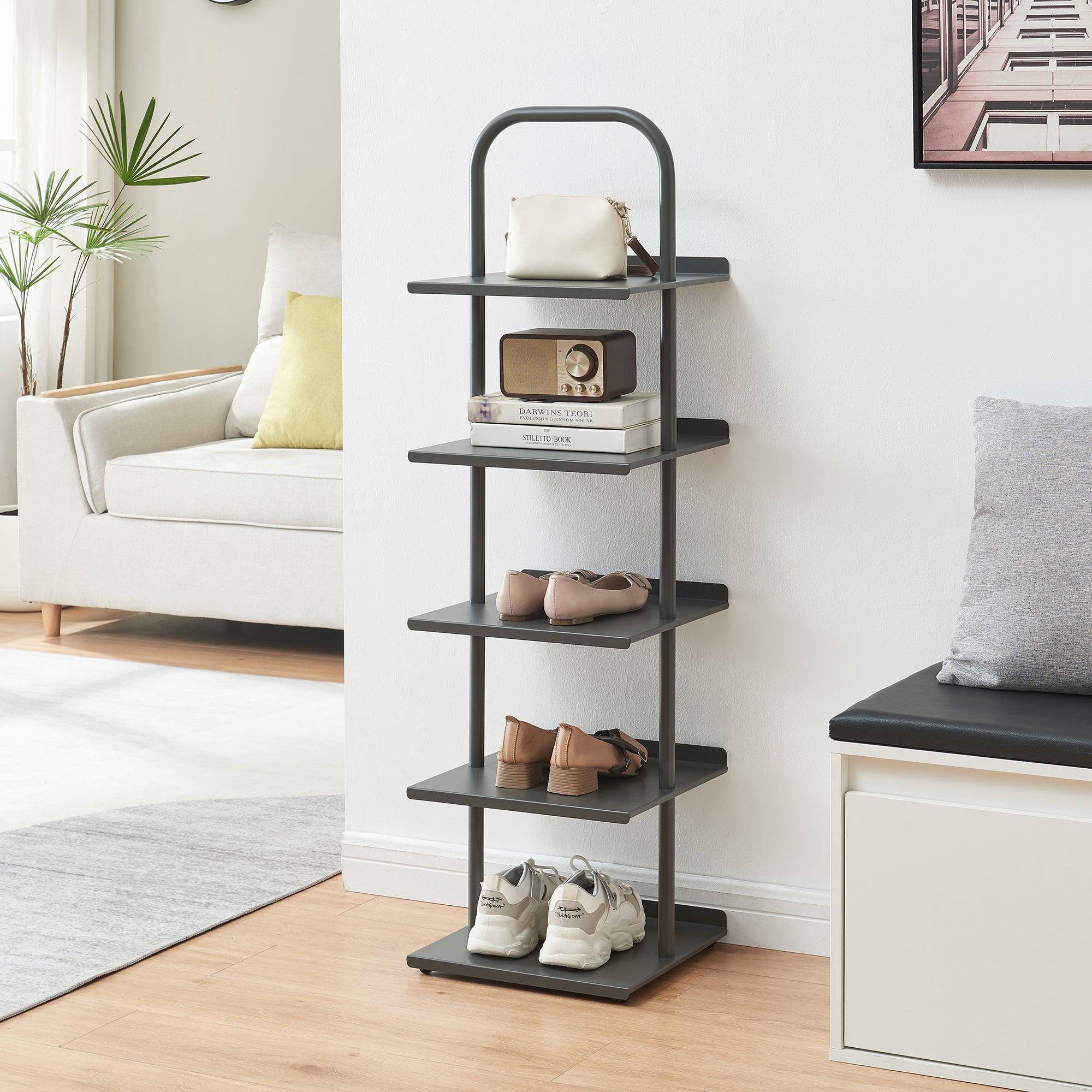 Scaffale Portascarpe Poytya Scarpiera a 5 Livelli 119 x 34 x 32 cm - Antracite [en.casa]