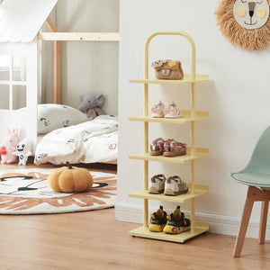 Scarpiera Poytya per Cameretta Scaffale in Acciaio 96x30x27 cm - Vaniglia [en.casa]