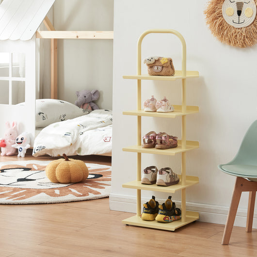 Scarpiera Poytya per Cameretta Scaffale in Acciaio 96x30x27 cm - Vaniglia [en.casa]