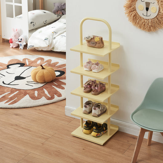 Scarpiera Poytya per Cameretta Scaffale in Acciaio 96x30x27 cm - Vaniglia [en.casa]