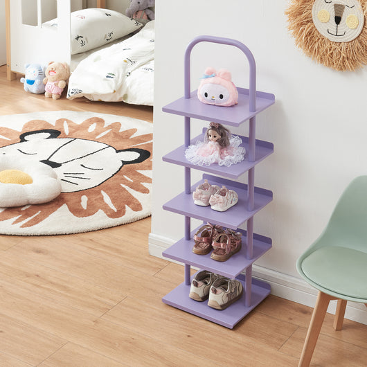 Scarpiera Poytya per Cameretta Scaffale in Acciaio 96x30x27 cm - Viola [en.casa]